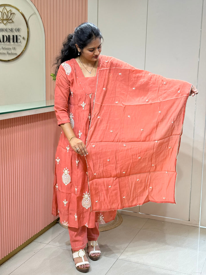 Pure Mul Chanderi handwork collection A Line Pattern | R229