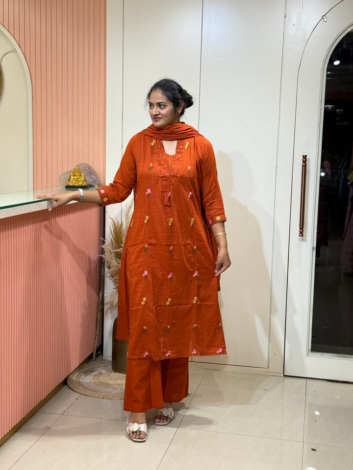 Mul Cotton with Beautiful Embroidery Work (Cotton Lining) | R176