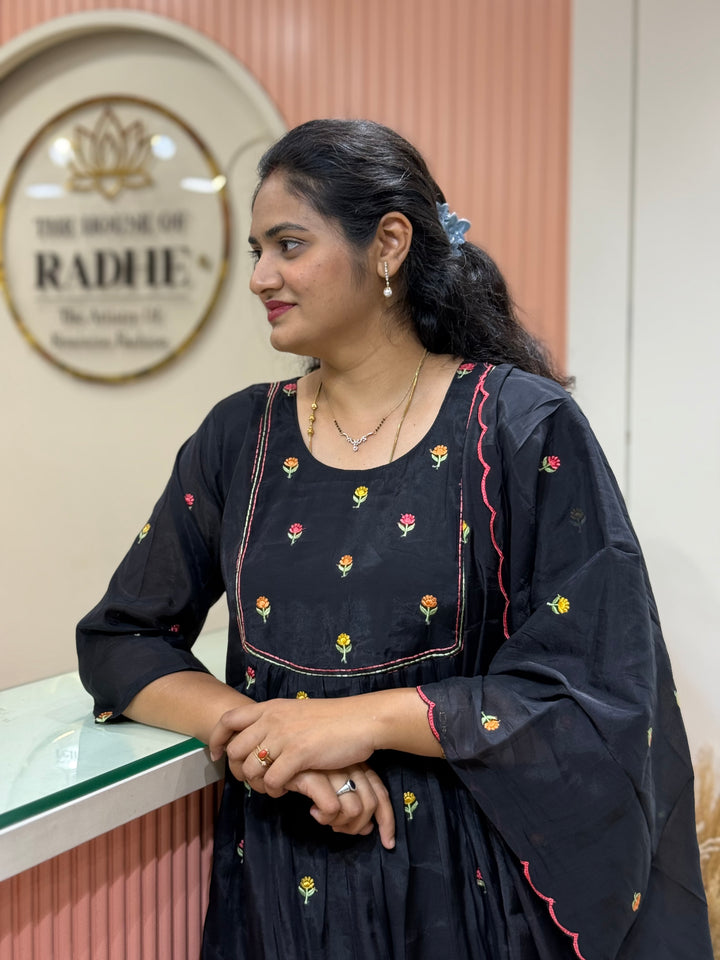 Mul Chanderi with cute Embroidery work | R208