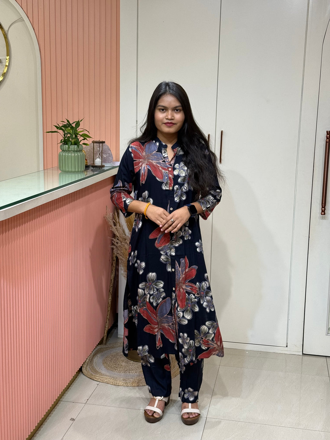 Rayon 2 piece collection with floral work | R137