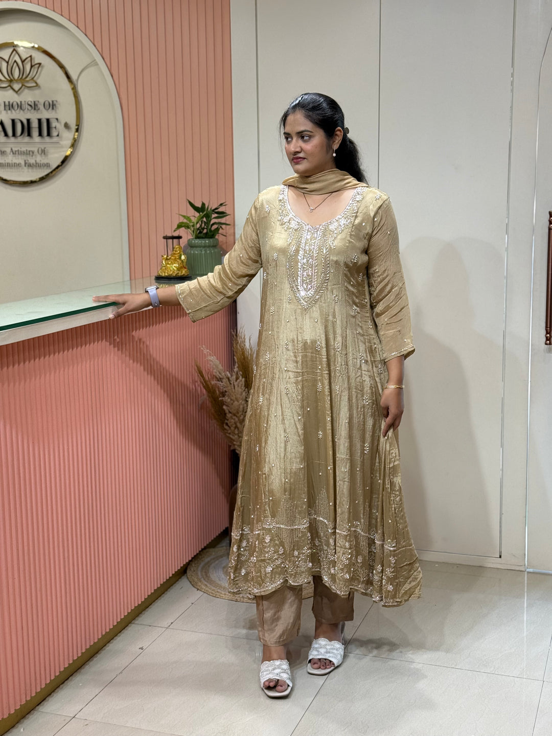 Pure Chinon Festive Collection | Full Handwork, Sequin &amp; Cut Dana | R177
