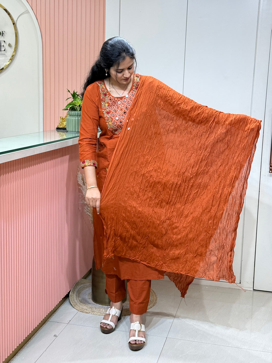 Khadi Cotton 3 Pcs Set Collection | Embroidery and Real Mirror Work | R145