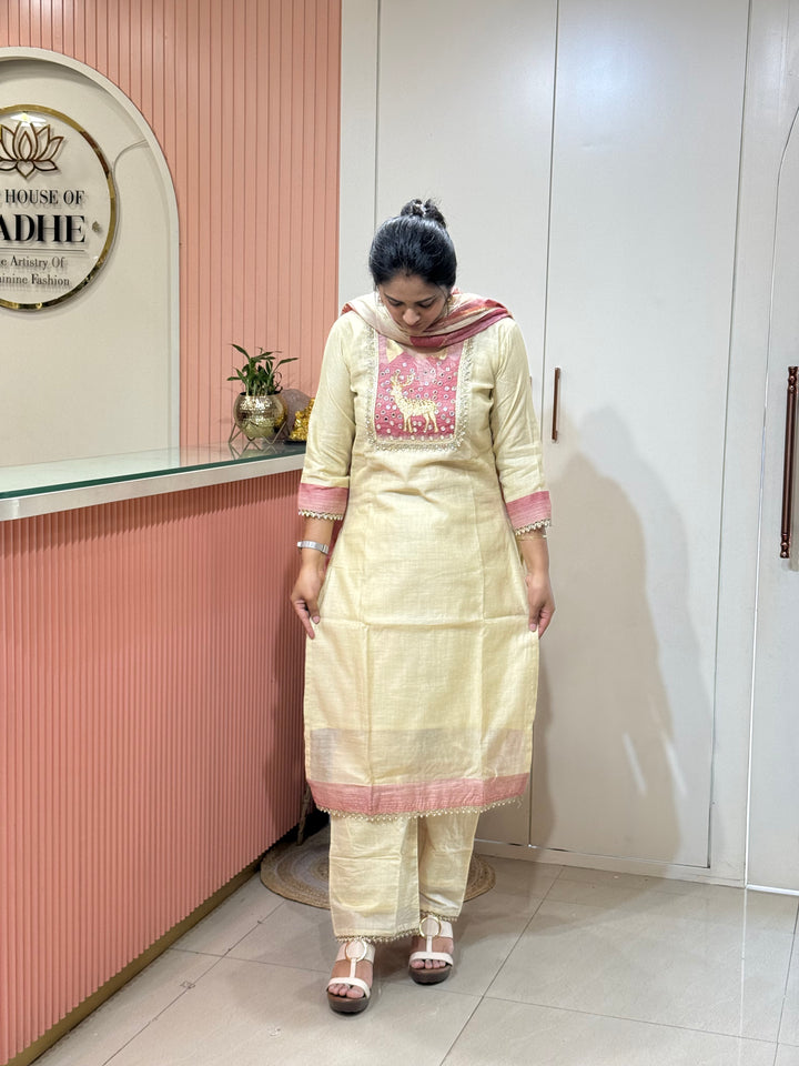 Pure Jamdhani Designer 3 Pcs Set Collection (Cotton Lining)| R211
