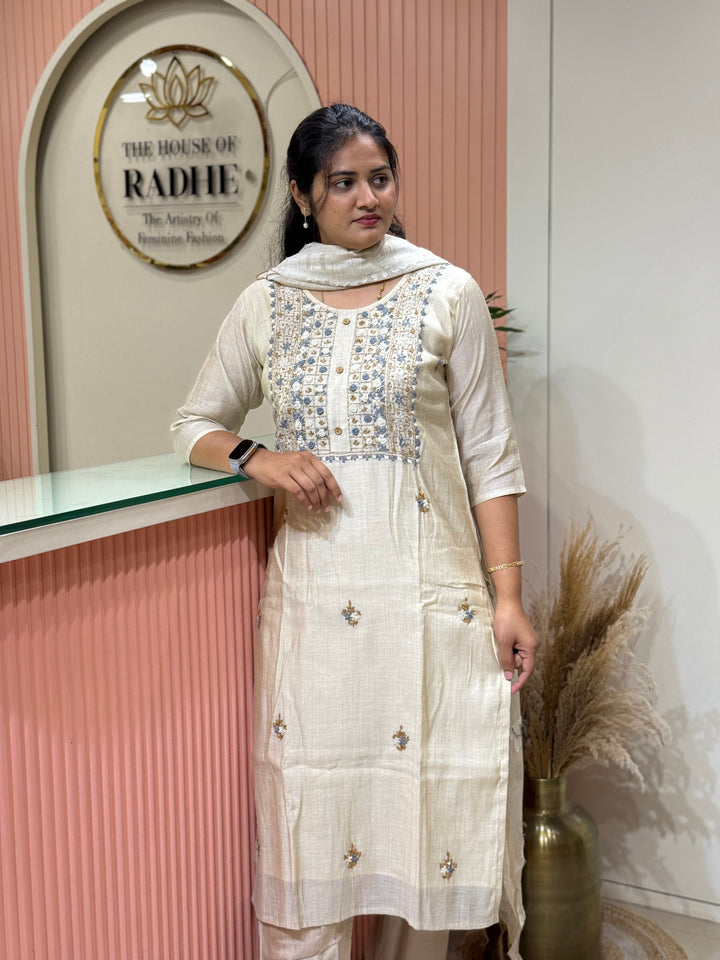 Pure Jamdani Collection with full Length Dupatta and Hand embroidery work (Cotton Lining )| R211