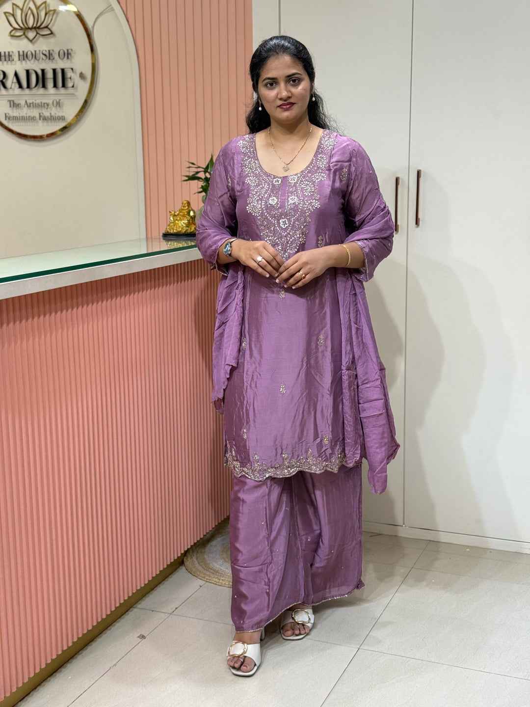 Pure Chinon Heavy Handwork Flared Palazzo Collection | R117