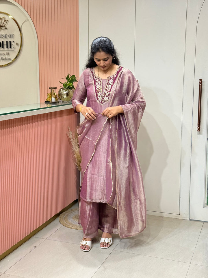 Pure Shimmer Tissue with Handwork (Cotton Lining) | R223