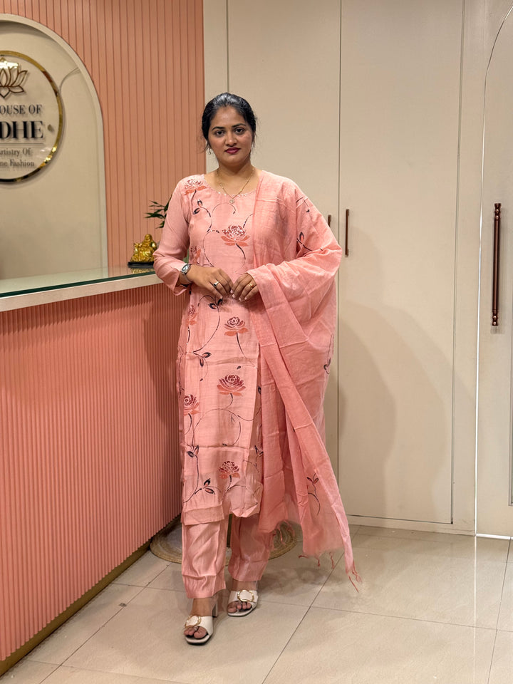 Premium Mul Chanderi Collection with Floral Work | R217