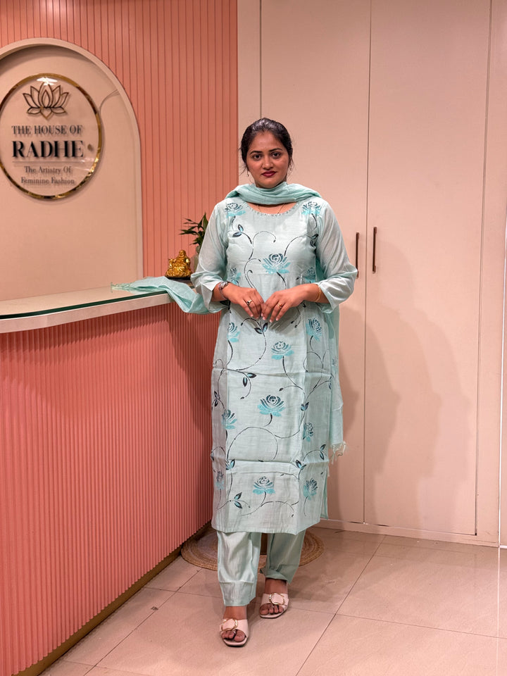 Premium Mul Chanderi Collection with Floral Work | R217