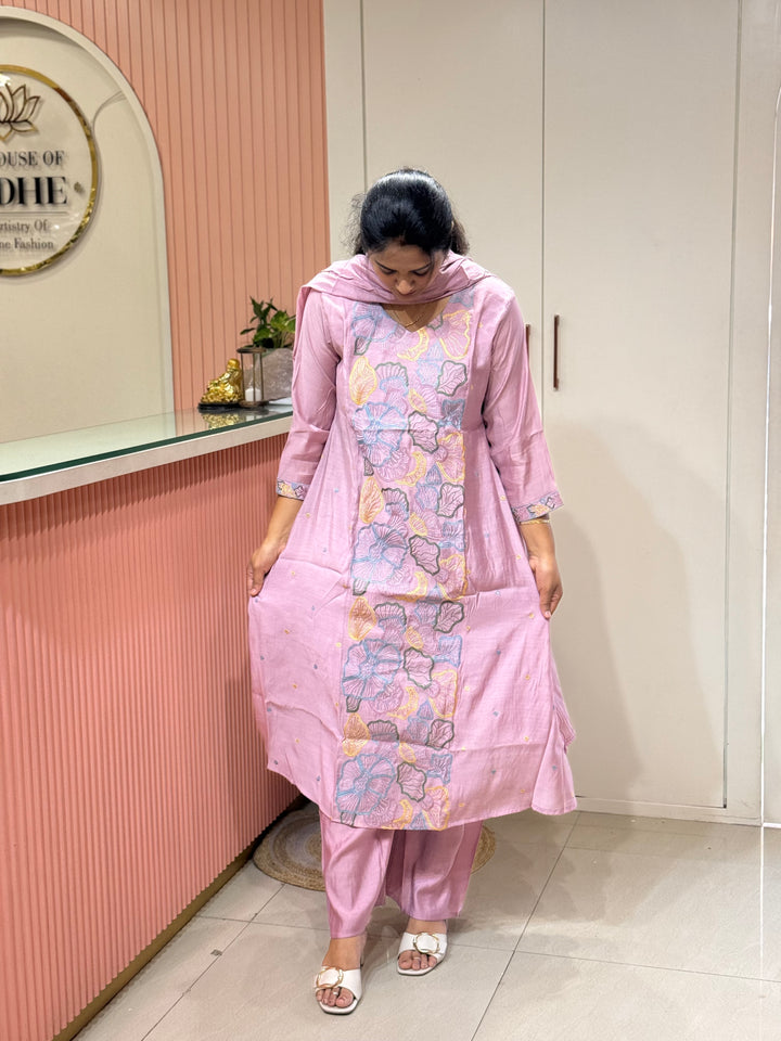 Mul Chanderi with Embroidery work ( Cotton Lining )| R204