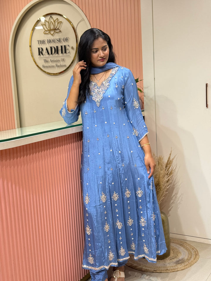 Pure Chinon Festive Collection | Full Handwork, Sequin &amp; Cut Dana | R177