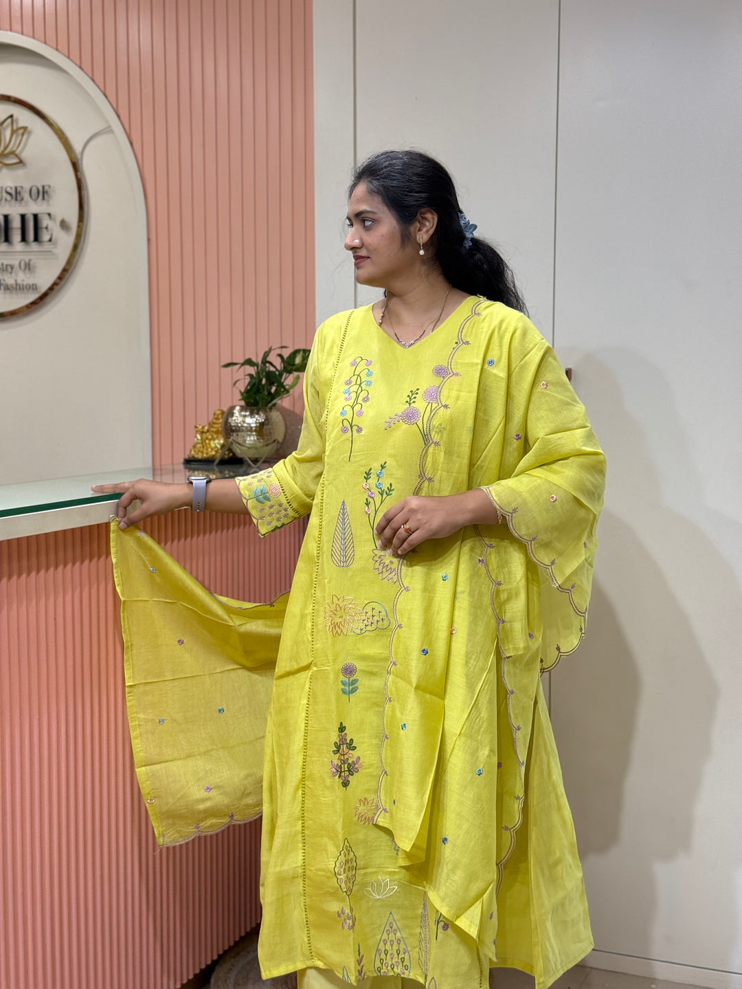 Coral Mul Chanderi Collection with Embroidery work | R179