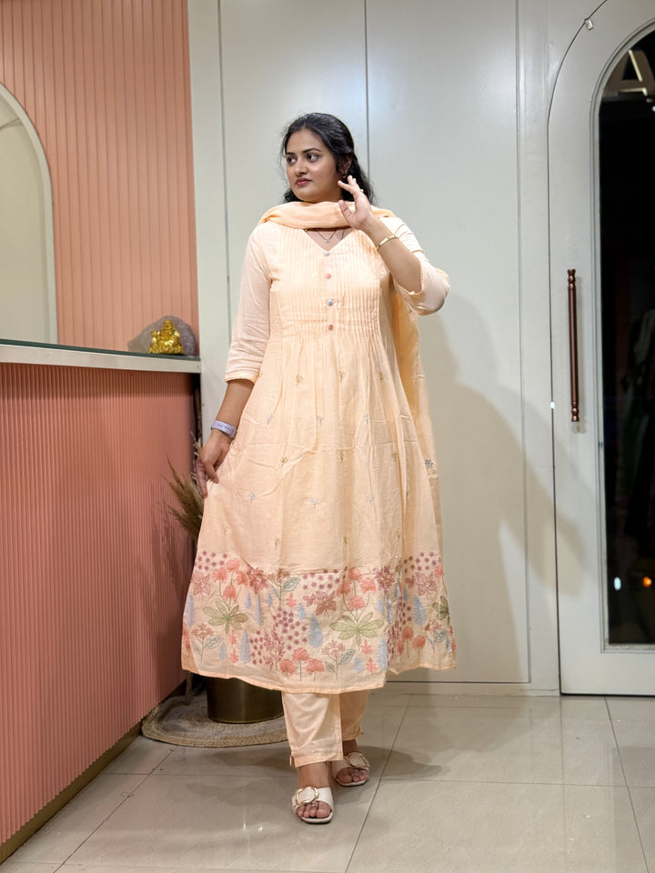 Pure Mul Cotton with Embroidery work(Cotton Lining) | R168