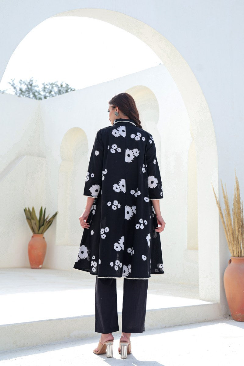 Summer Special | Black Bloom A-Line Cotton Co-Ord ( RADHE16 )