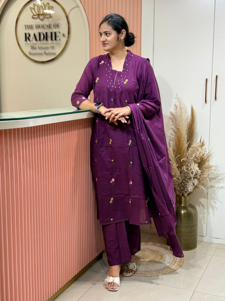Mul Cotton with Beautiful Embroidery Work (Cotton Lining) | R176