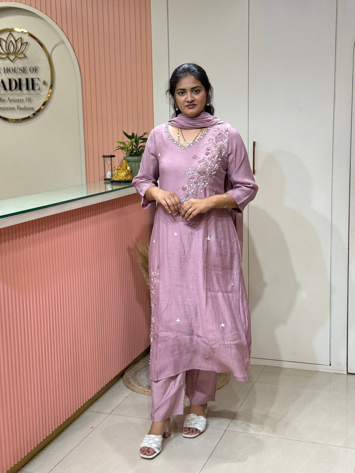 Coral Mul Chanderi Semi Party Collection | R214