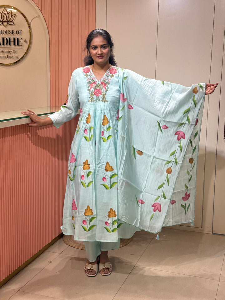 Mul Chanderi Collection with Brush Paint | R209
