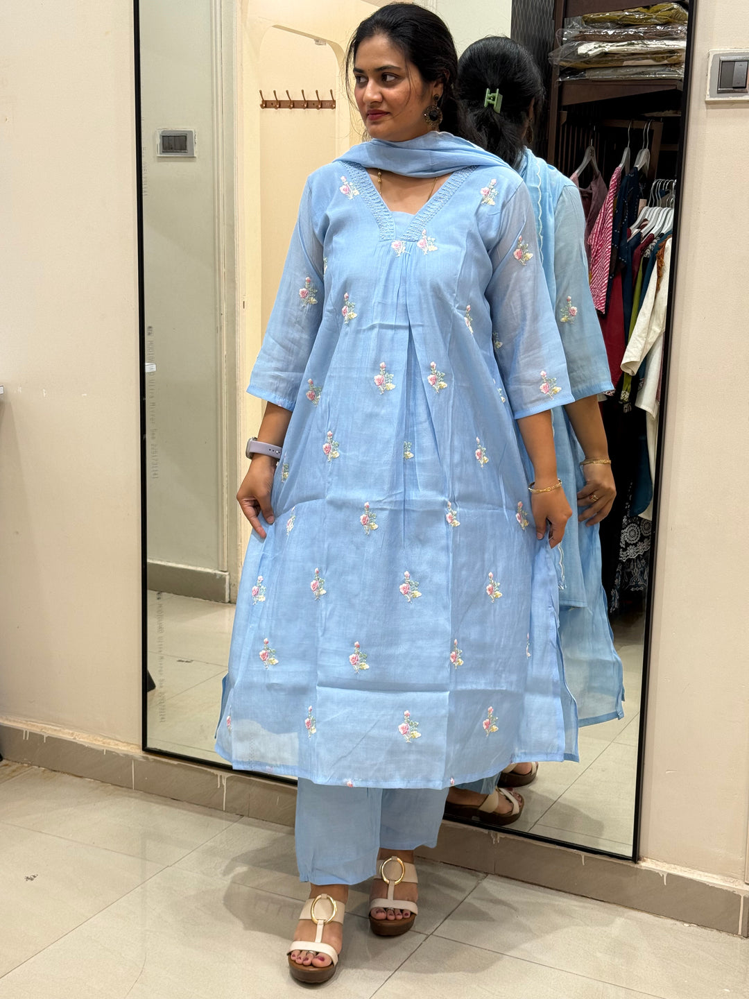 Premium Mul Chanderi with Embroidery work | R179