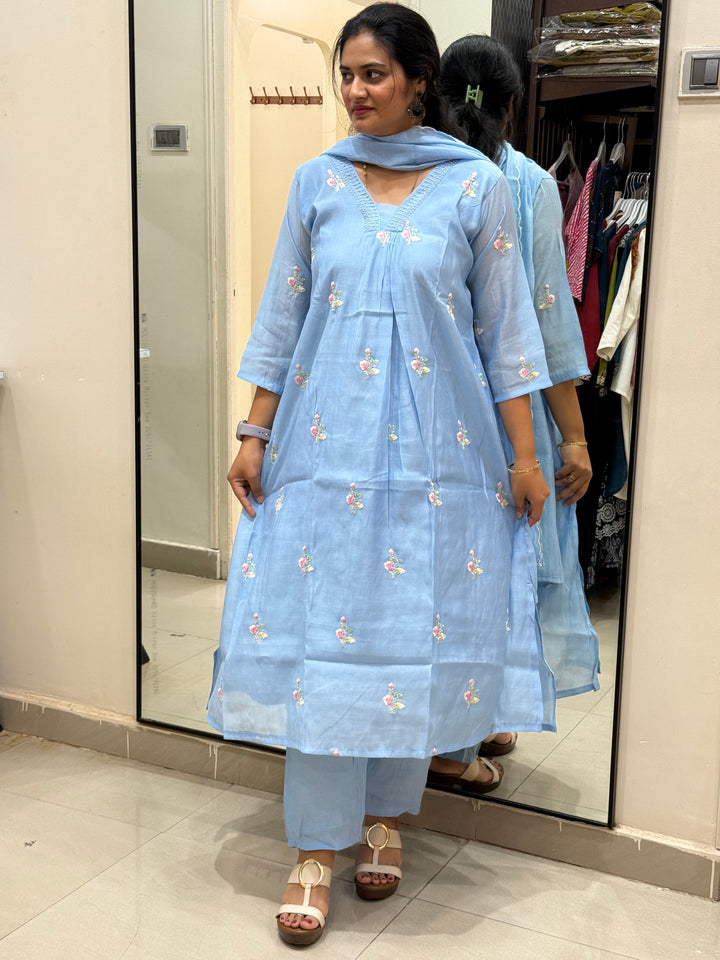 Premium Mul Chanderi with Embroidery work | R179