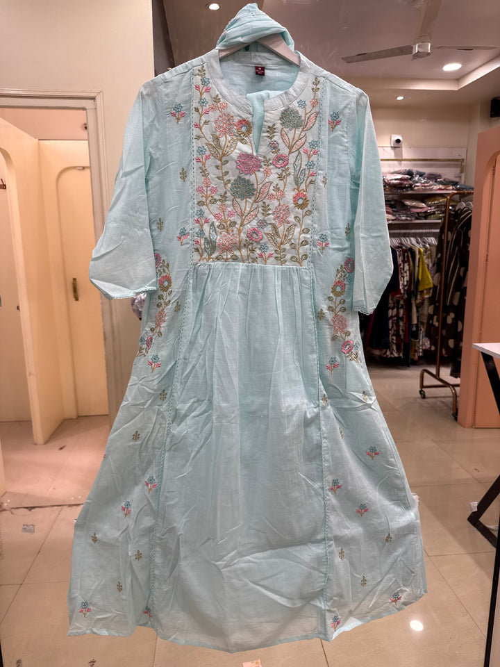 Pure Mul Cotton with Embroidery Work (Cotton Lining)  | R168