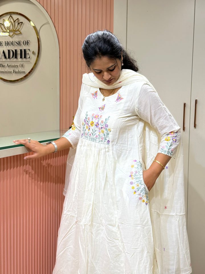 Pure Mul Cotton with embroidery Work (Pockets Available Both Sides)| R190