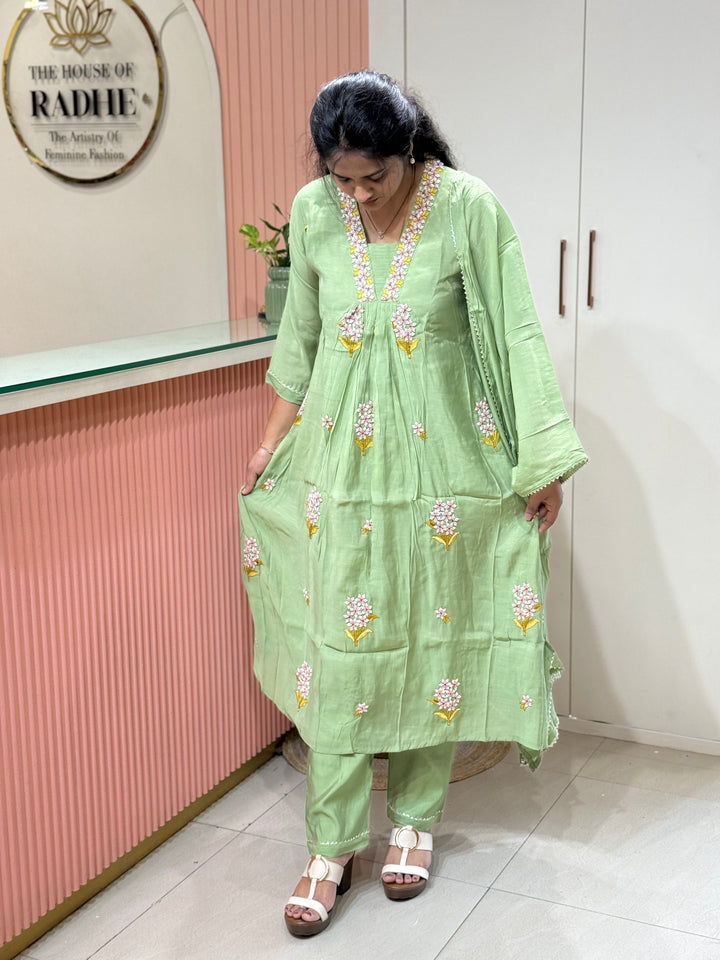 Pure Mul Chanderi handwork collection A Line Pattern | R229
