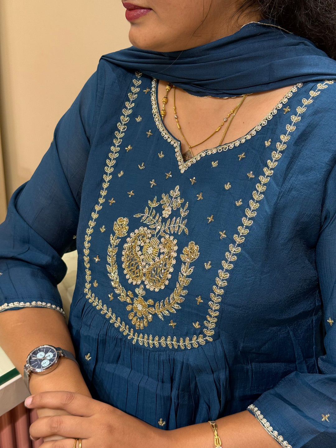 Coral Mul Chanderi with Cut Dana Work | R209