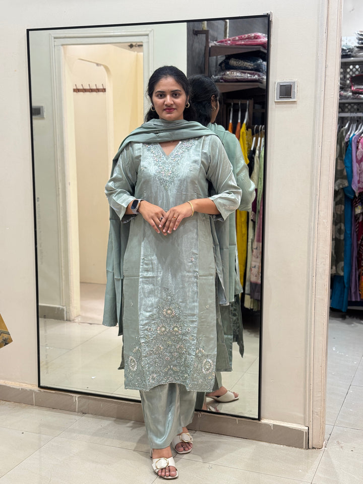 Premium Roman Gloss Silk Kurta Set – Elegant Collection | R116