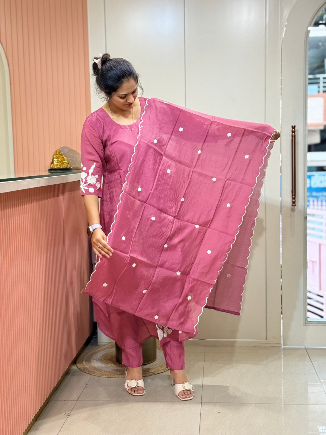 Mul Chanderi with Embroidery work | R204