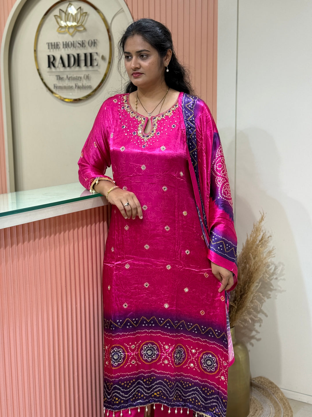 Gaji Satin Collection with Bandini print ( Dupatta Gaji Satin ) | R229