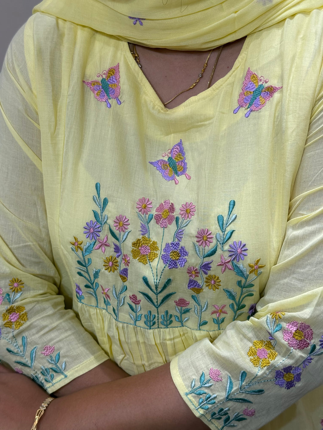 Pure Mul Cotton with embroidery Work (Pockets Available Both Sides)| R190