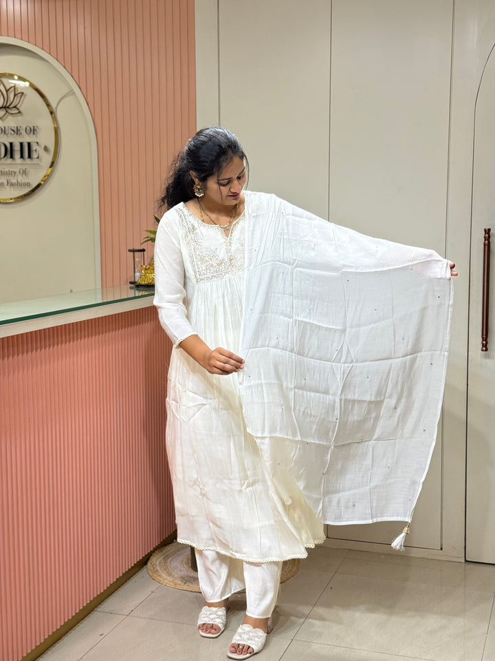 Mul Chanderi Collection with Handwork ( Cotton Lining )| R217
