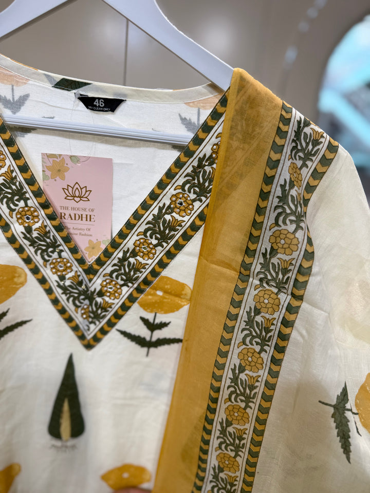 60-60 Cotton 3 Pc Kurta Set – Plus Size Collection | R158