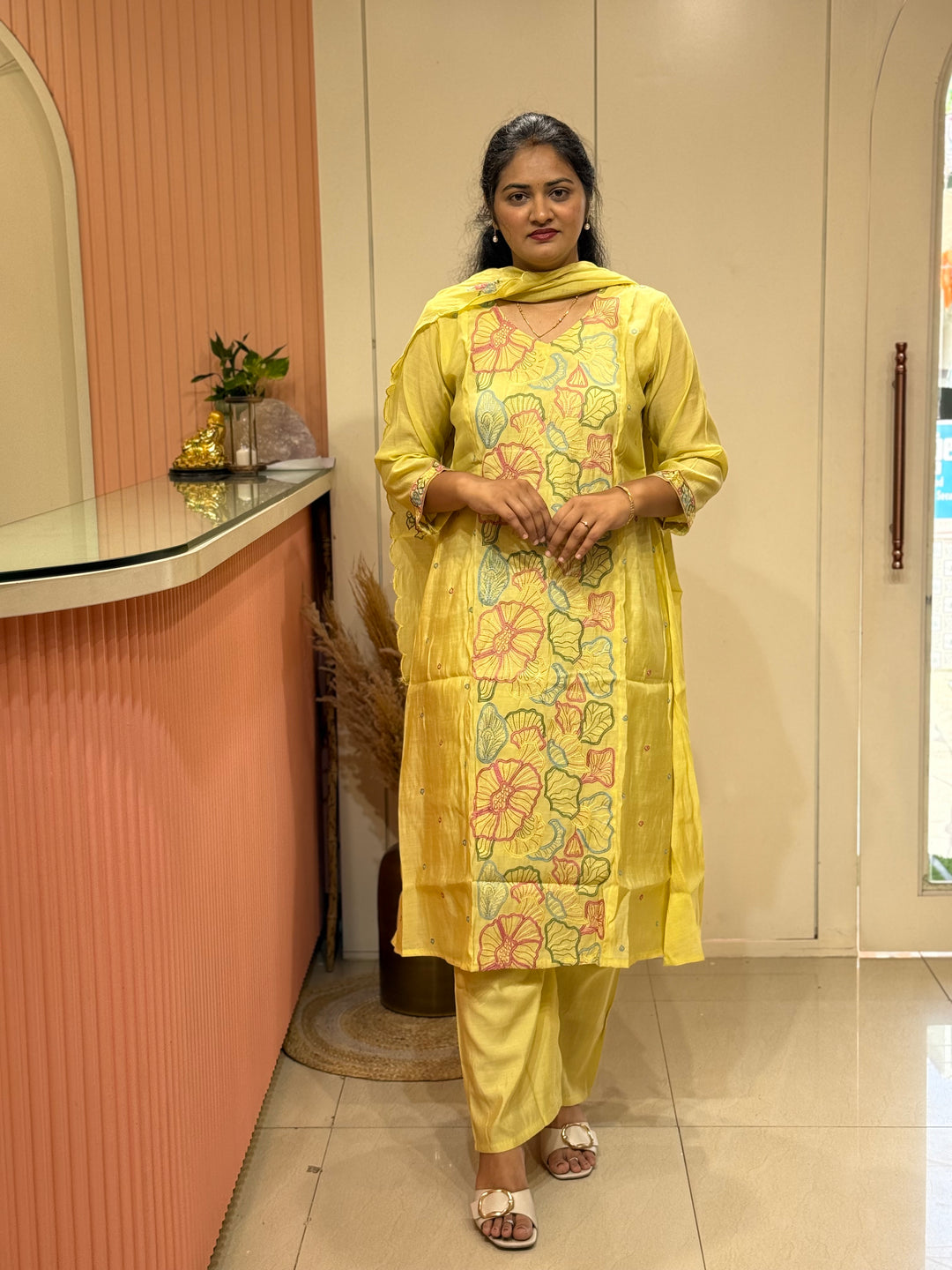 Mul Chanderi with Embroidery work ( Cotton Lining )| R204