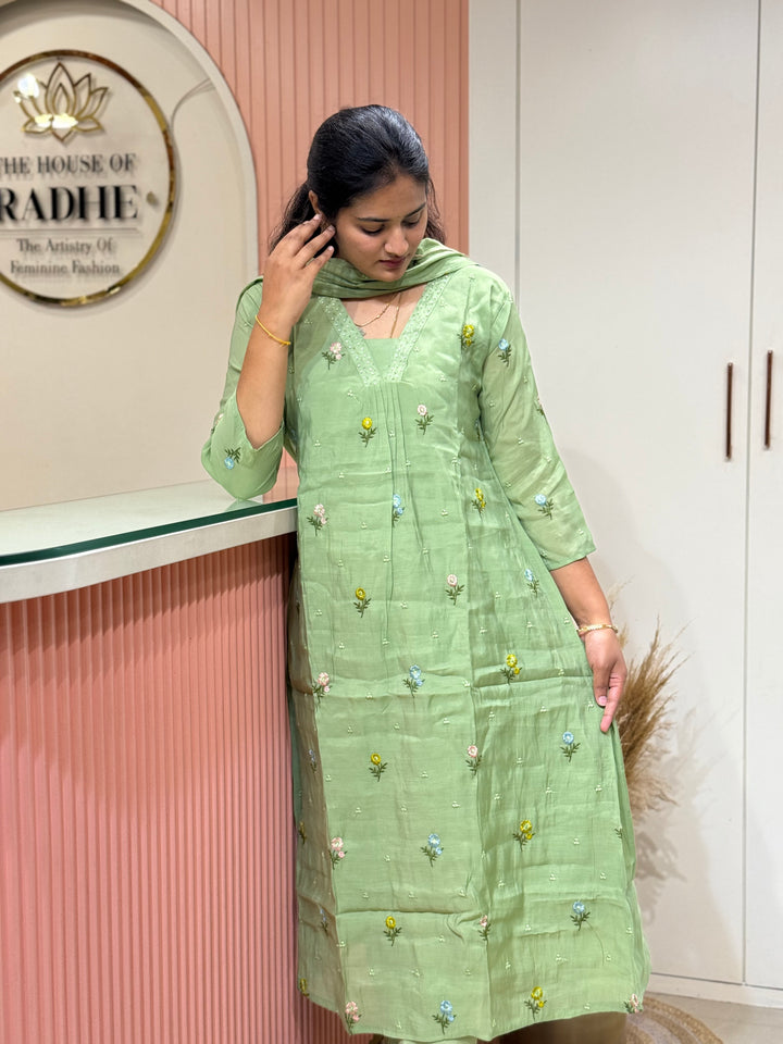 Mul Chanderi with Beautiful  Embroidery work| R209