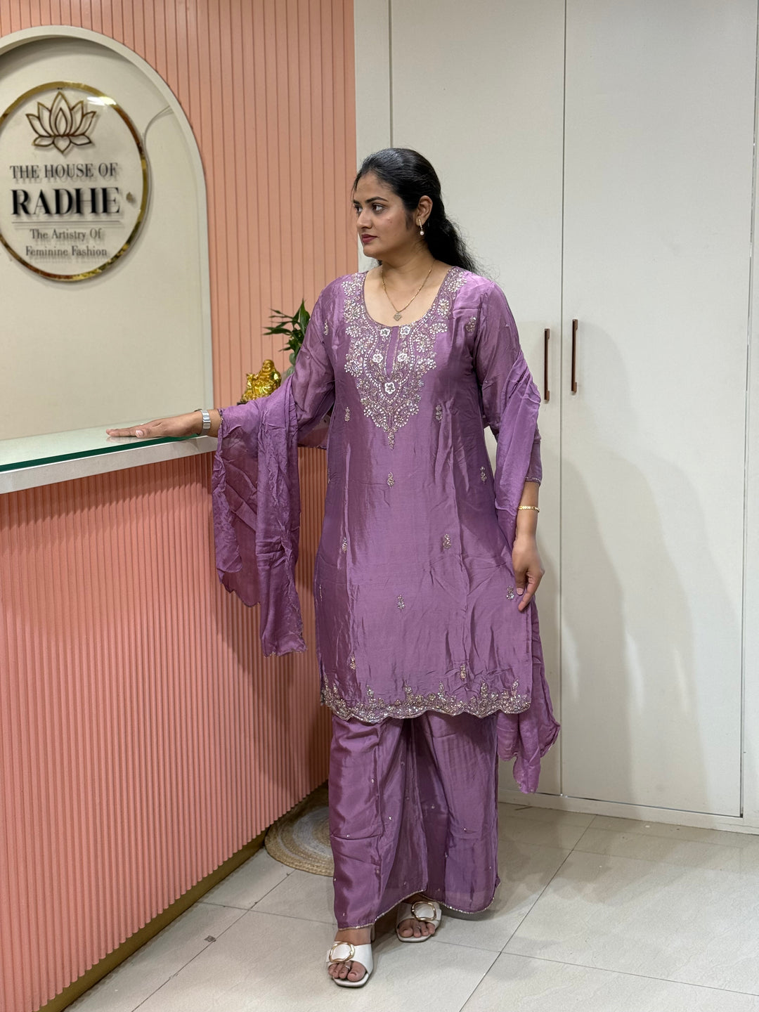 Pure Chinon Heavy Handwork Flared Palazzo Collection | R117