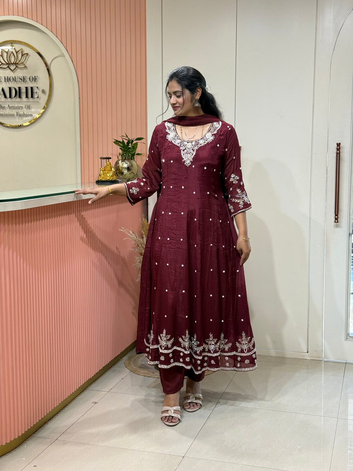 Pure Chinon Handwork Collection Party Wear  | R177