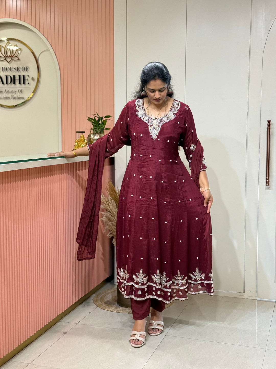 Pure Chinon Handwork Collection Party Wear  | R177
