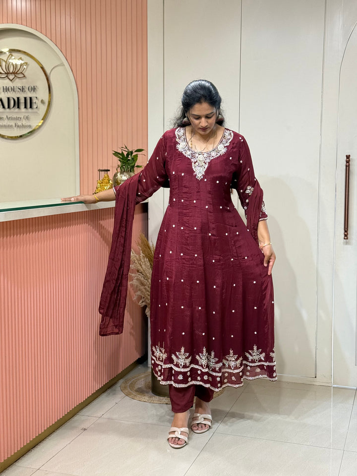 Pure Chinon Handwork Collection Party Wear  | R177
