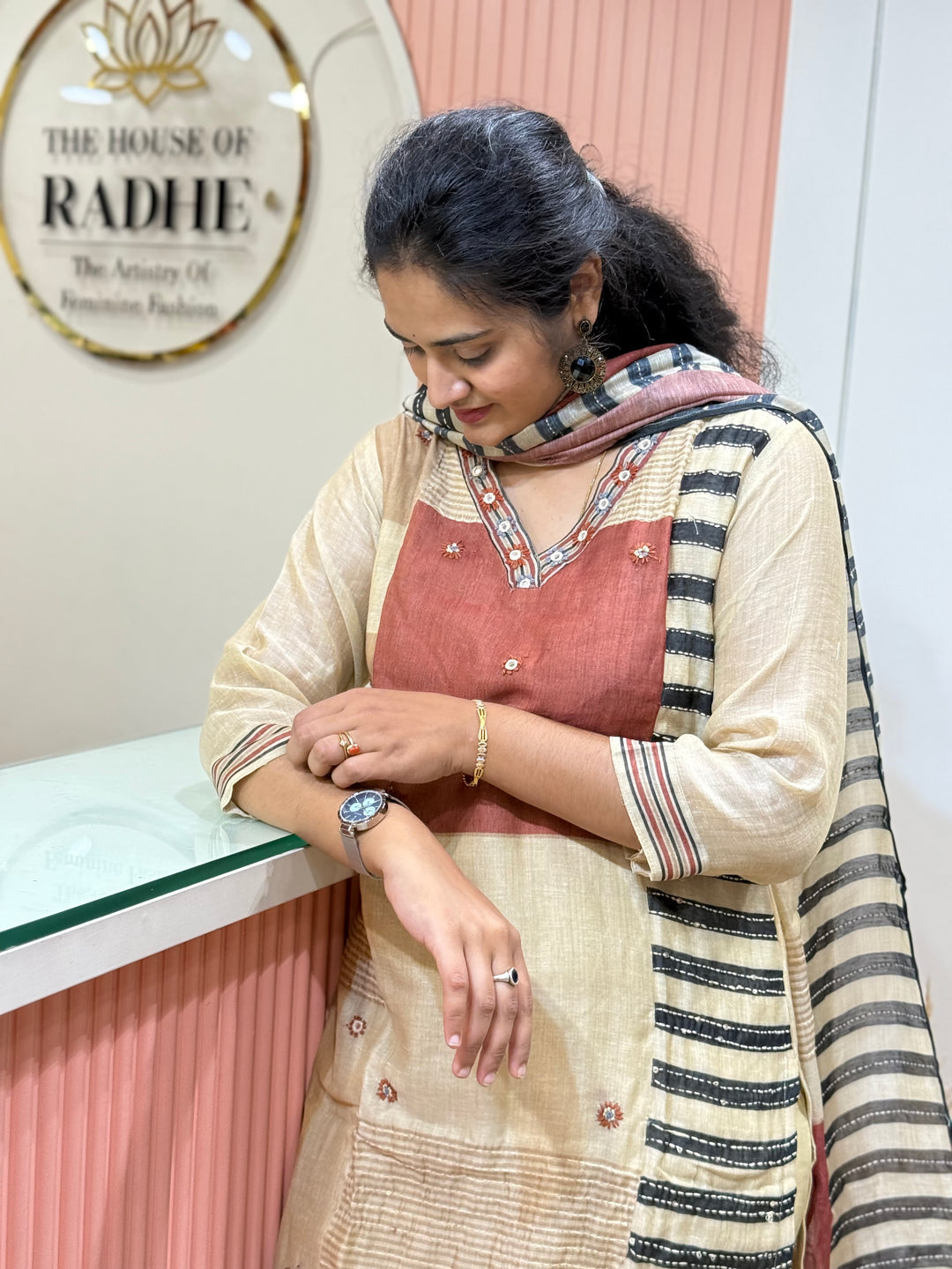 Luxury Pure Linen Collection – Kantha Stitch &amp; Knot Work | R154
