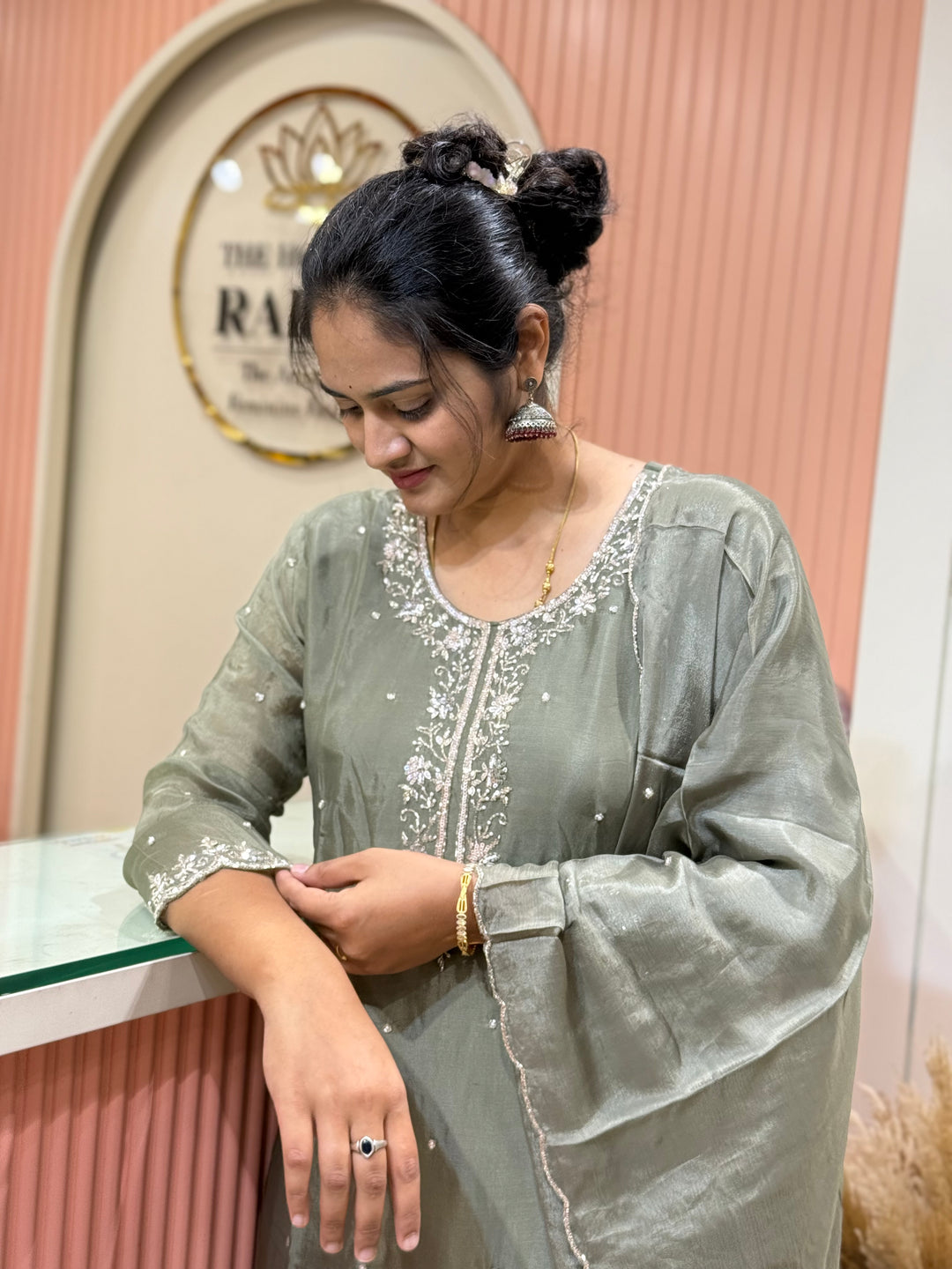 Festive Collection Pure Chinon Suit Set – RADHE45
