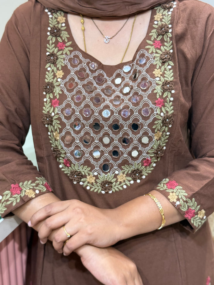 Khadi Cotton 3 Pcs Set Collection | Embroidery and Real Mirror Work | R145