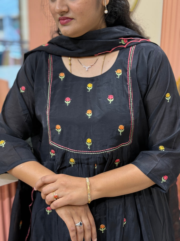 Mul Chanderi with cute Embroidery work | R208