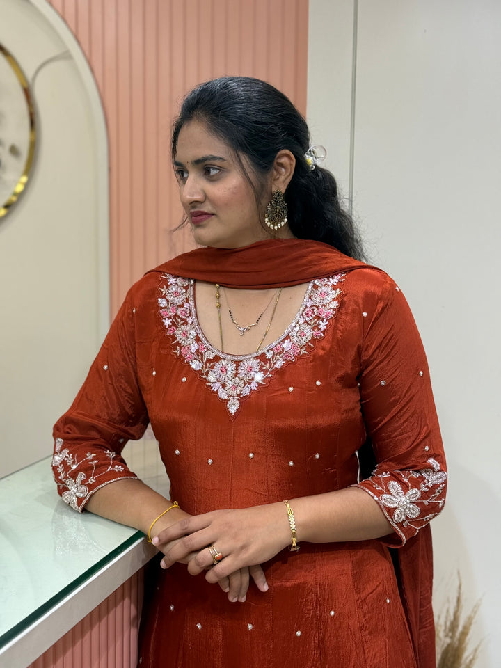 Pure Chinon Handwork Collection Party Wear  | R177