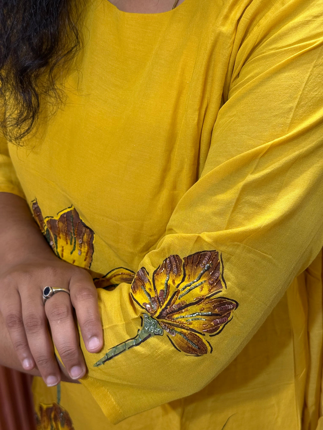 Brush Paint Mul Chanderi Collection With Cutdana Work | R209