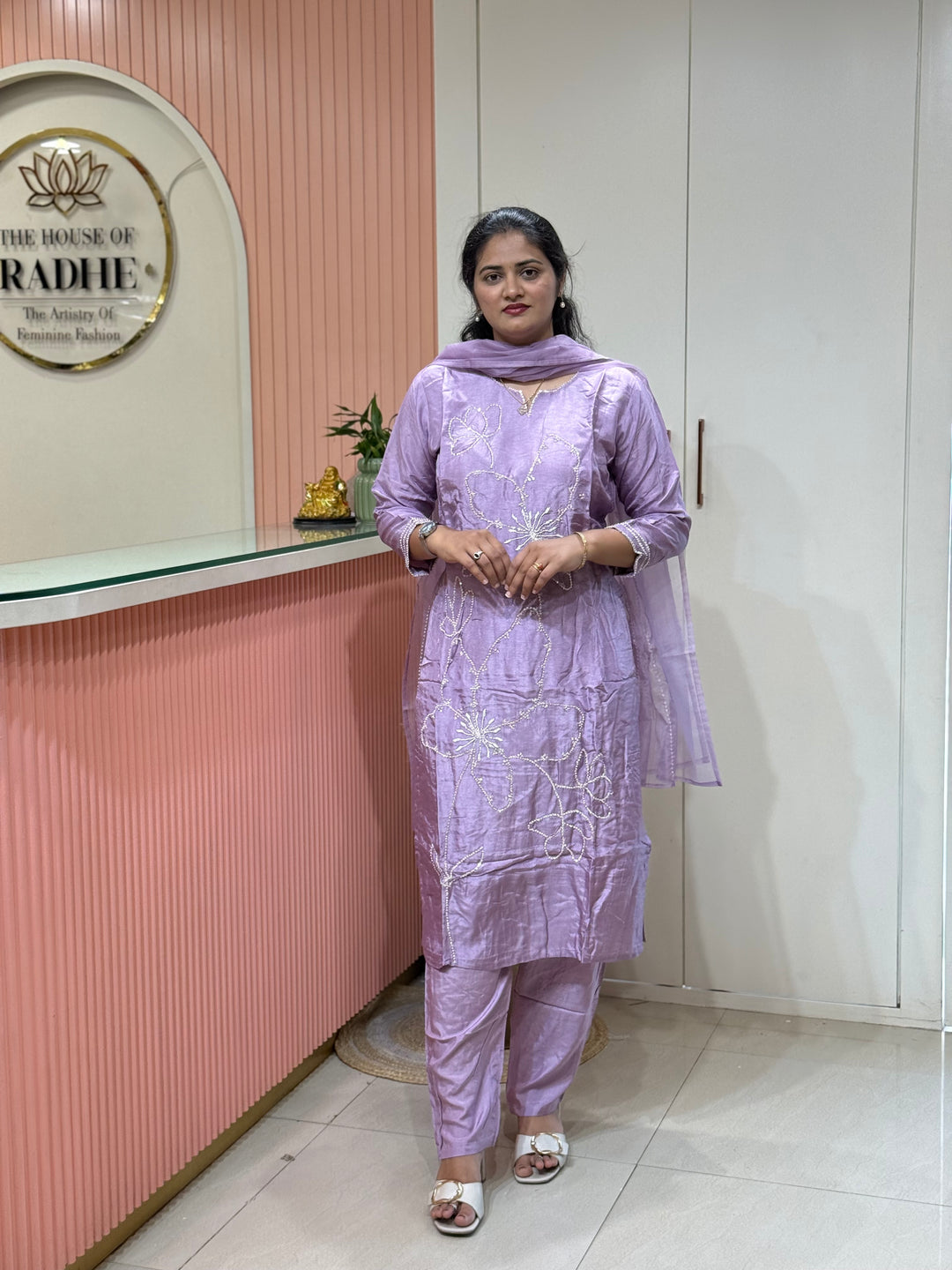 Dola Silk 3 Pcs Set Collection with Floral Work | R217