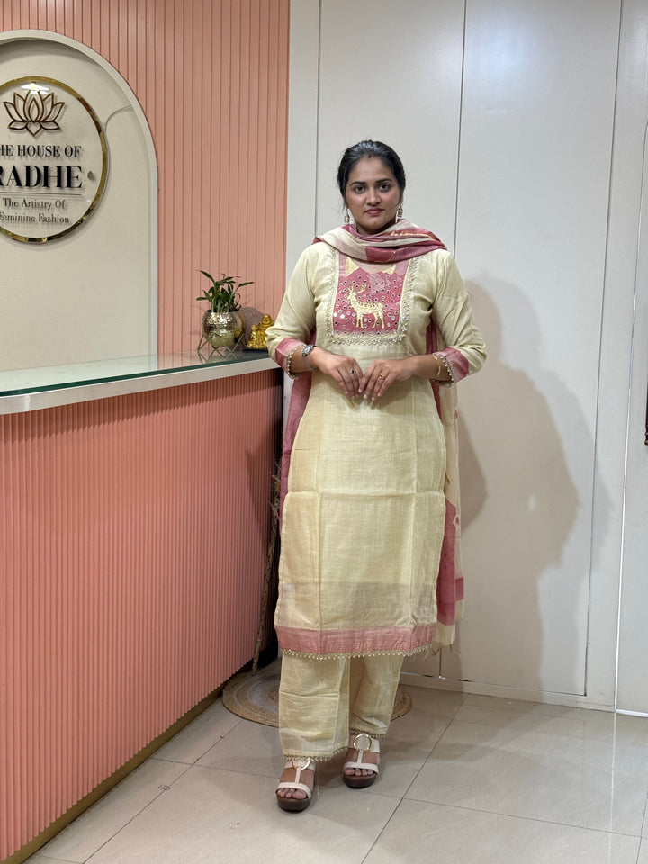 Pure Jamdhani Designer 3 Pcs Set Collection (Cotton Lining)| R211