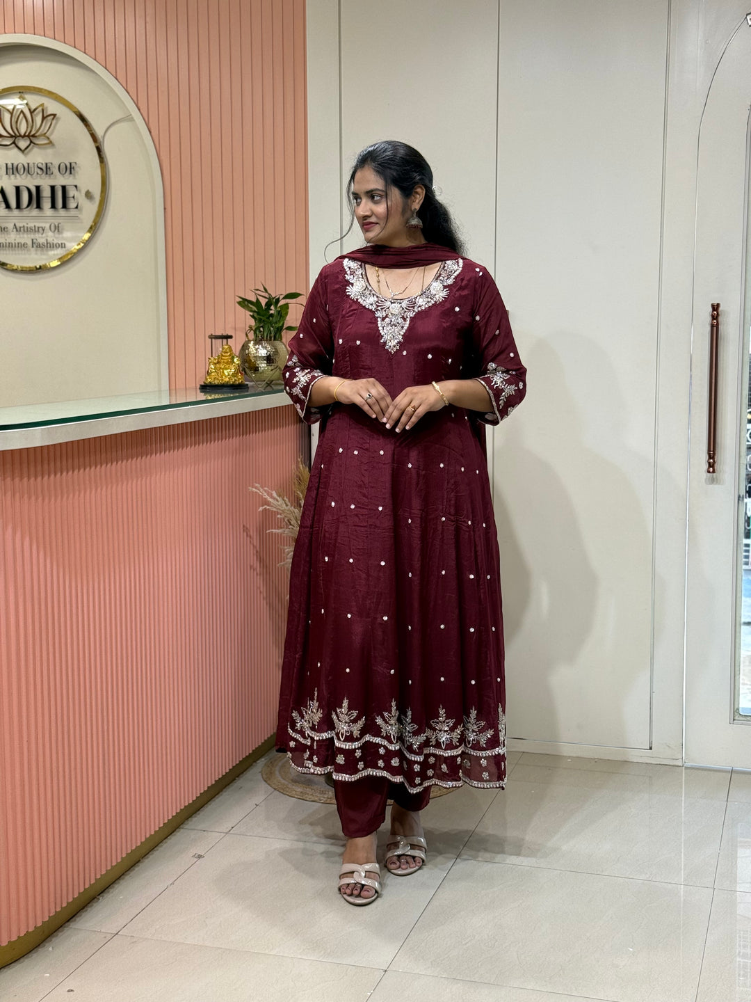 Pure Chinon Handwork Collection Party Wear  | R177