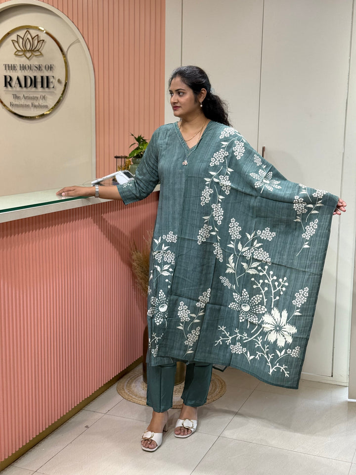 Premium Vatican fabric with beautiful floral work | R146