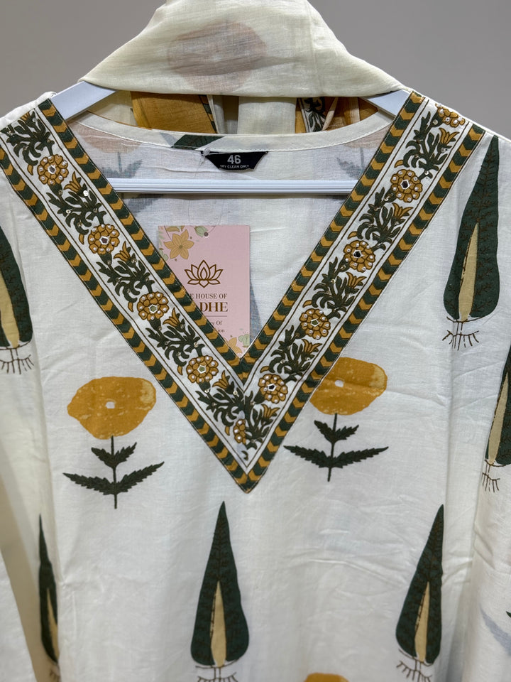 60-60 Cotton 3 Pc Kurta Set – Plus Size Collection | R158