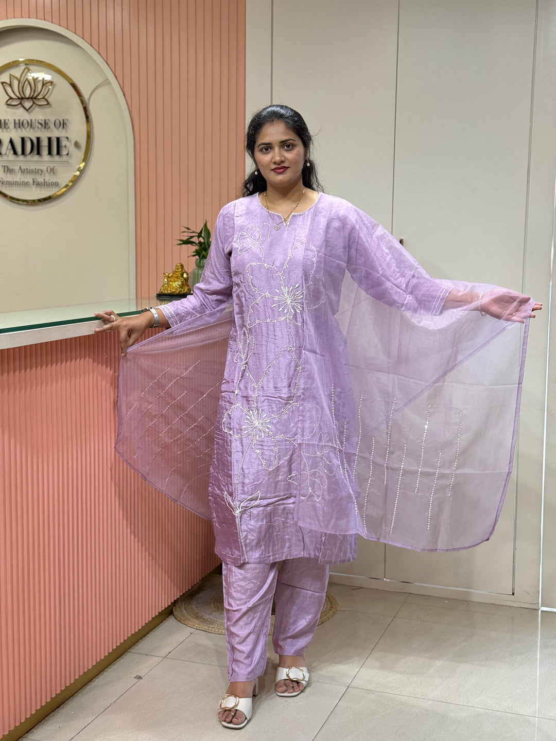 Dola Silk 3 Pcs Set Collection with Floral Work | R217